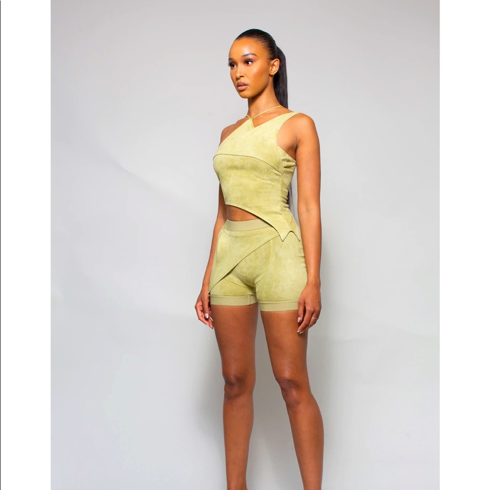 Zuri Olive Suede Two Piece